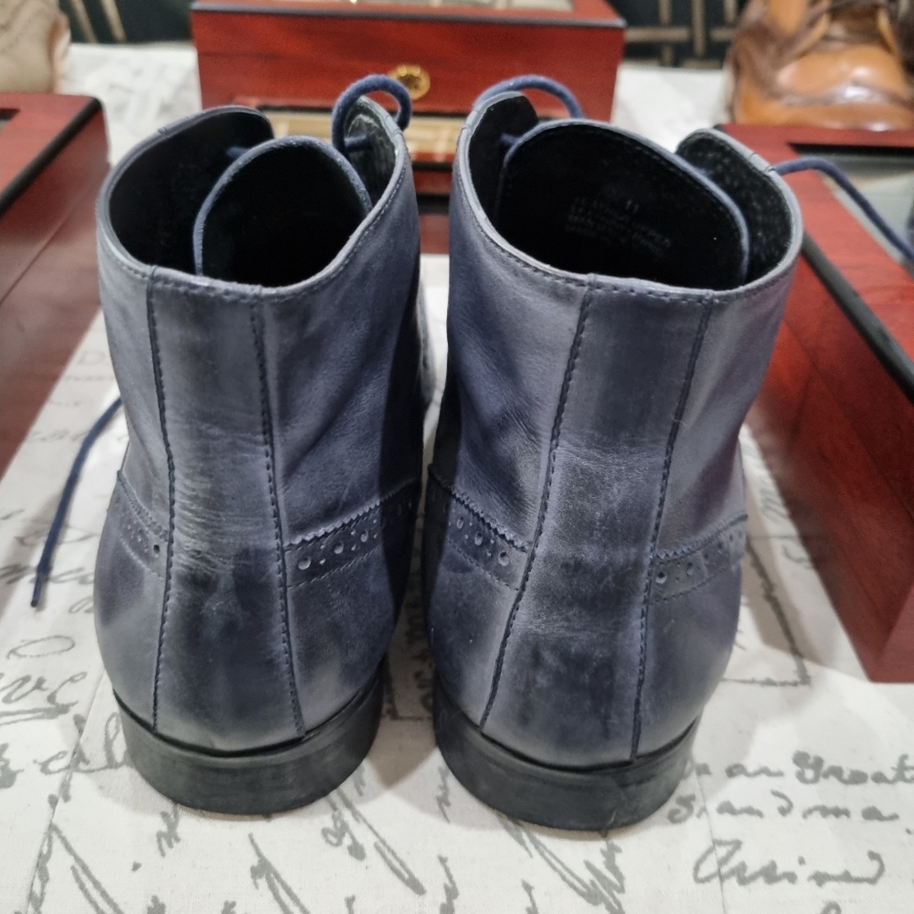 Men's blue navy leather Massa boots size 11. Lace up. Winter. Designer. Vgc.N - Picture 4 of 5
